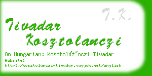 tivadar kosztolanczi business card